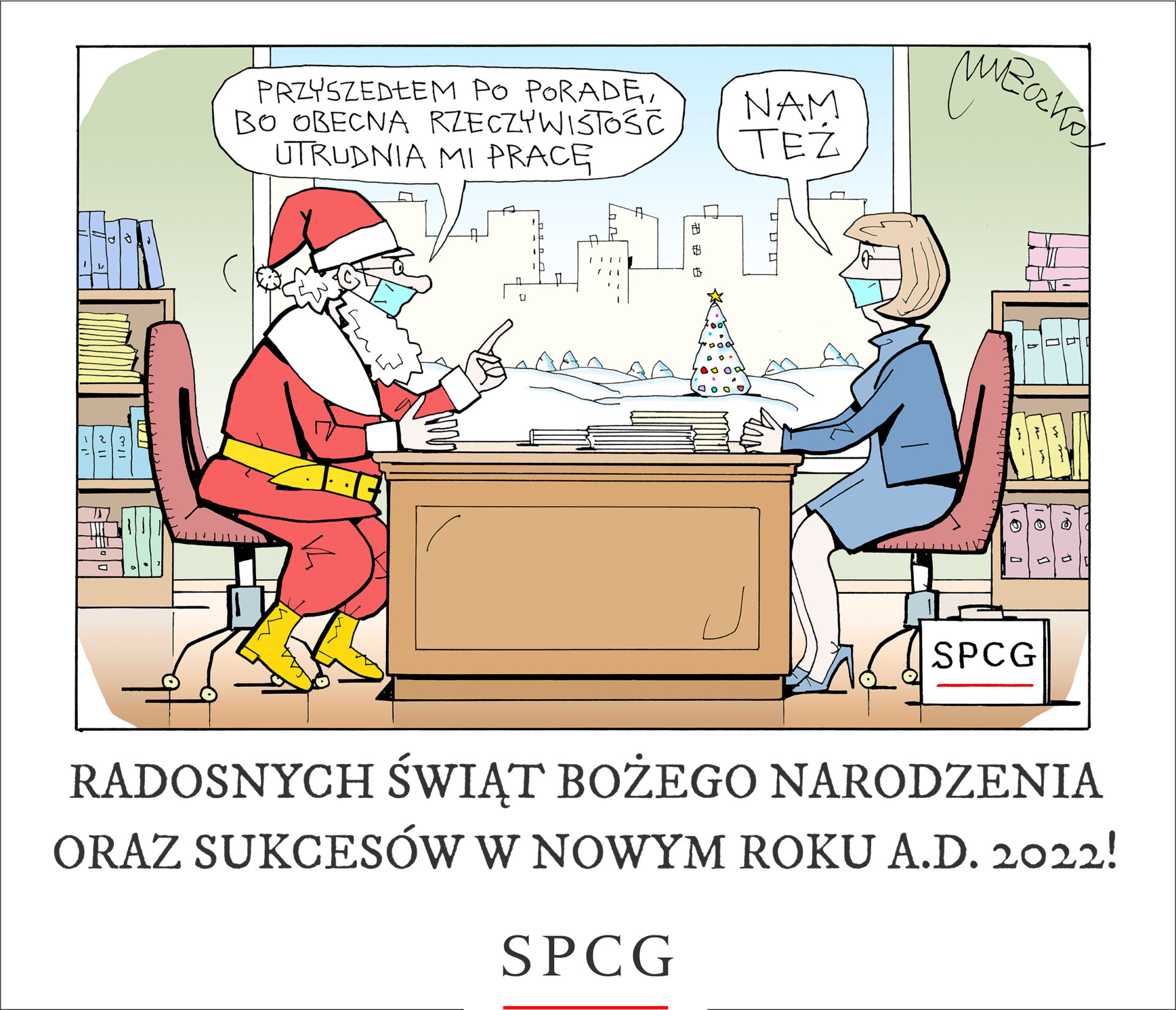 Kartka świąteczna kancelarii prawnej SPCG by Andrzej Mleczko